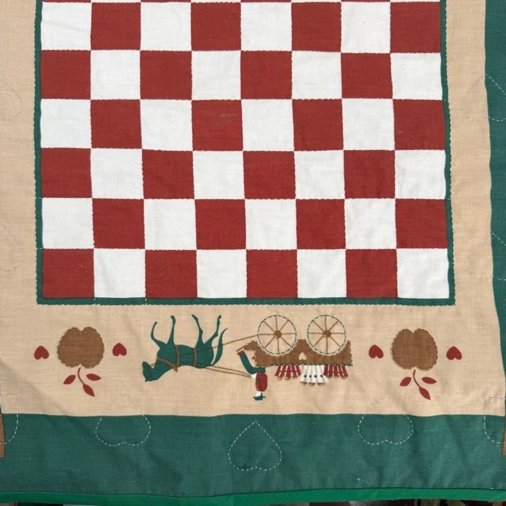 Amish Gameboard Checkerboard Horse Fabric Panel Wall Hanging Carriage